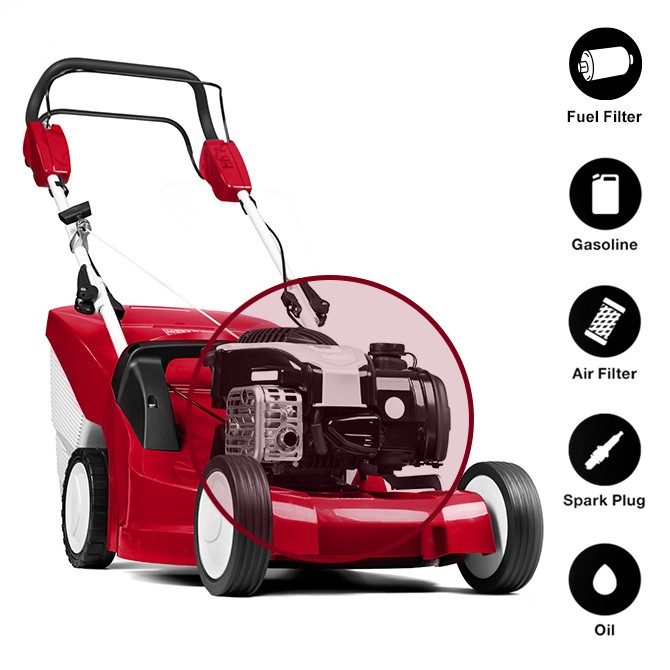 Ways to keep lawn mower running graphic.
